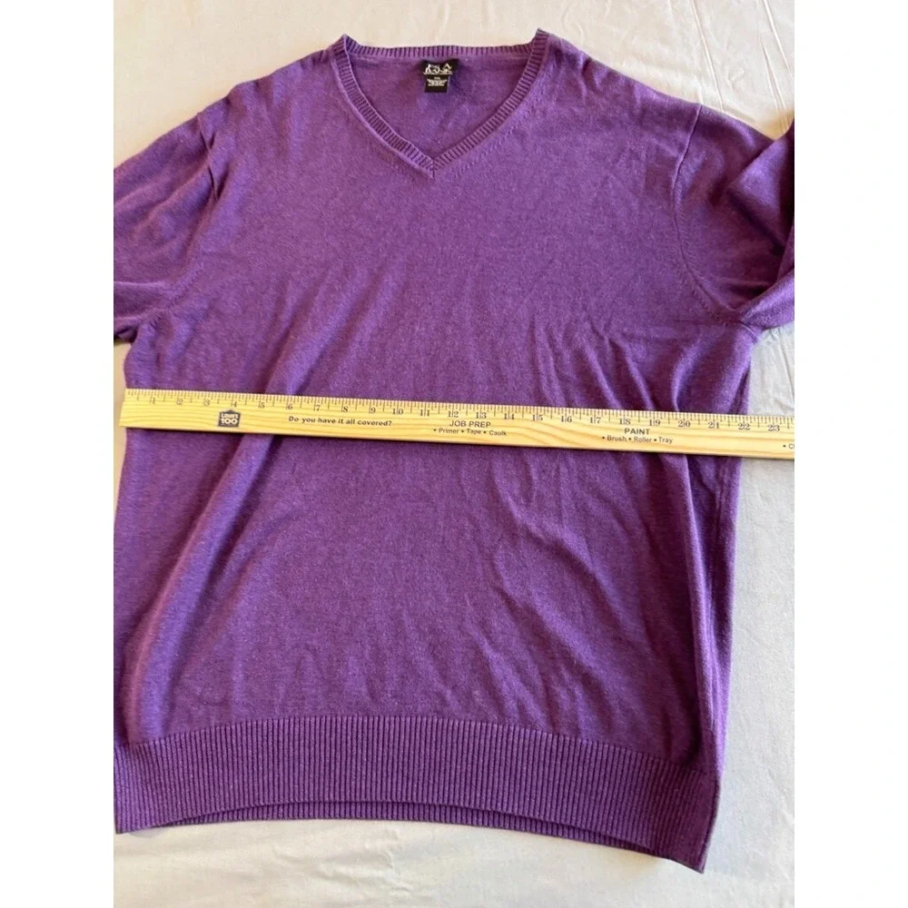 Jos A Bank Sweater‎ XXL Signature Collection Purple Pima Cotton V-Neck Mens